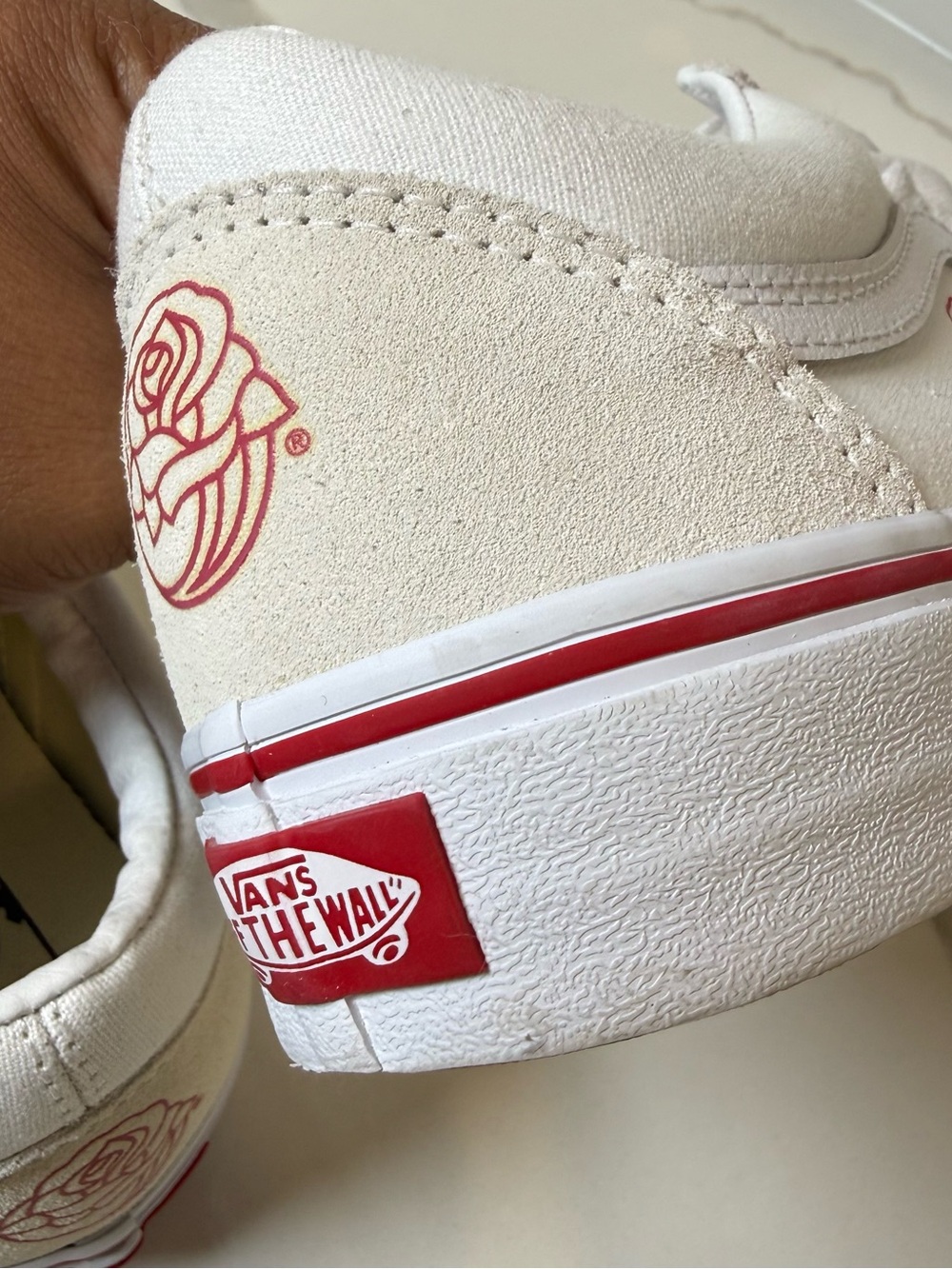 Vans Old Skool Rose Floral Canvas Women's 10.5 Mens 9 Sneakers White cream FLAW - Picture 12 of 14
